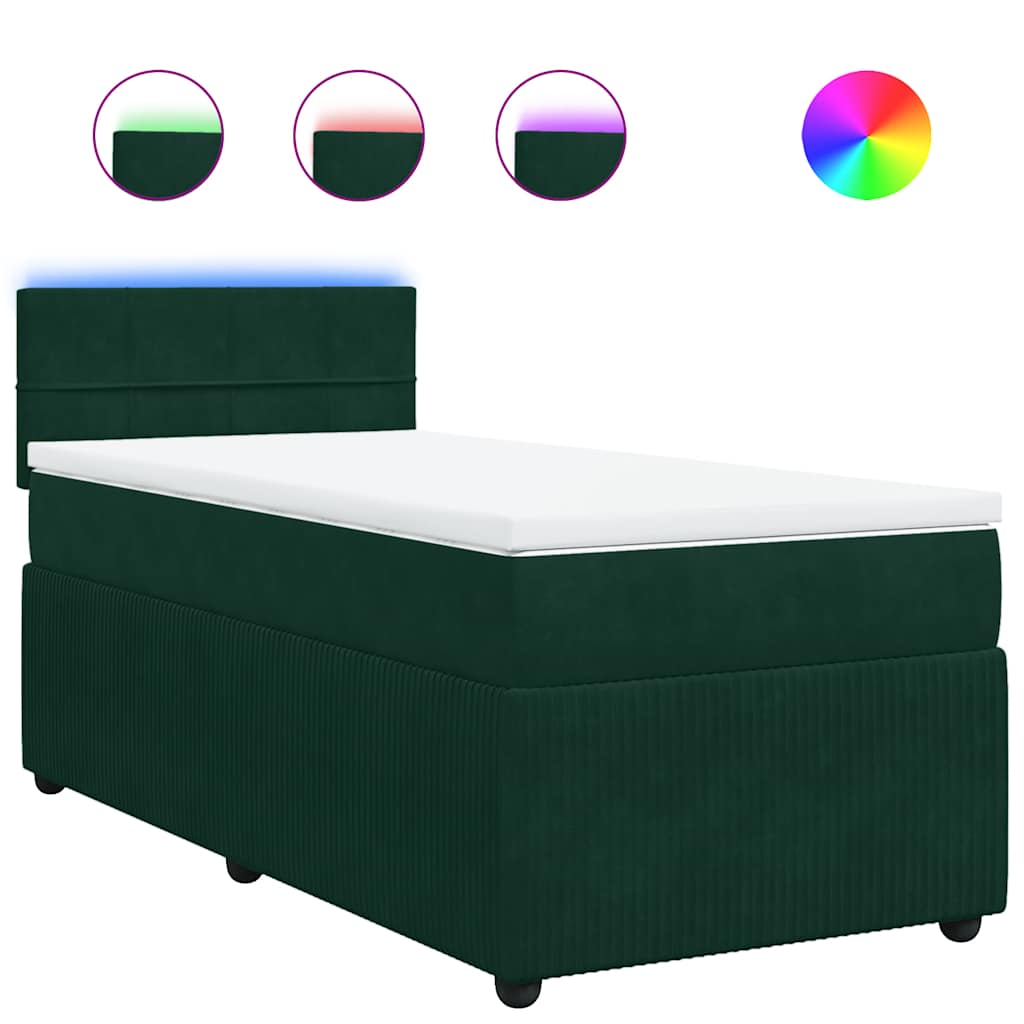 Box spring krevet s madracem tamnozeleni 90x200 cm baršunasti