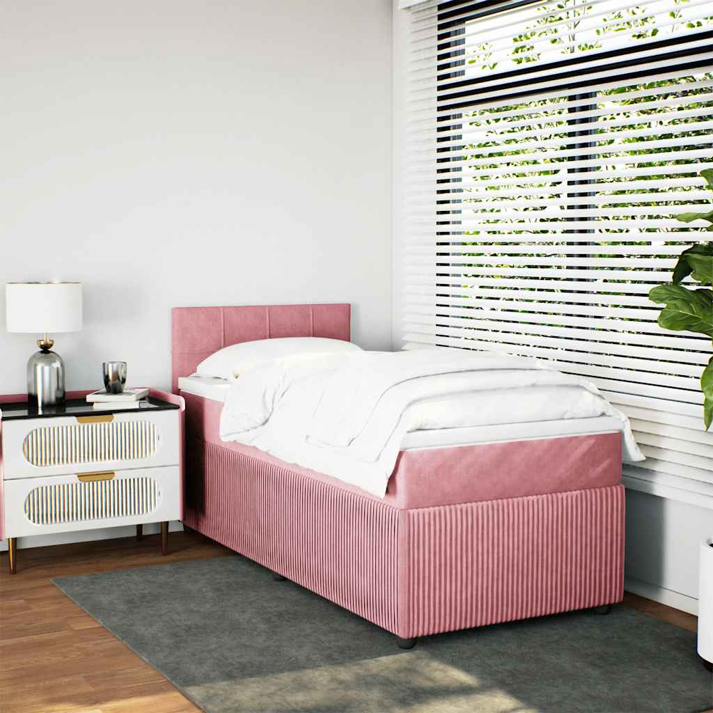 Box spring krevet s madracem ružičasti 90x200 cm baršunasti