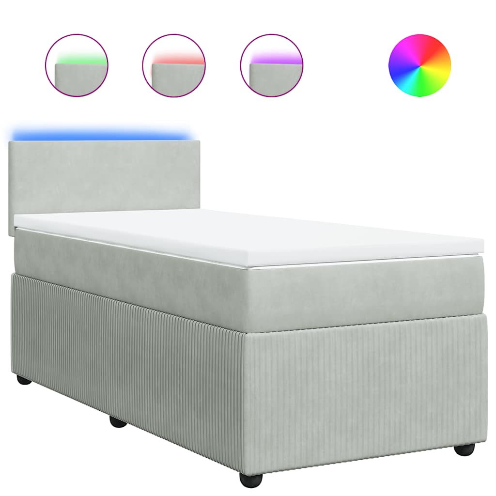 Box spring krevet s madracem svjetlosivi 100x200 cm baršunasti