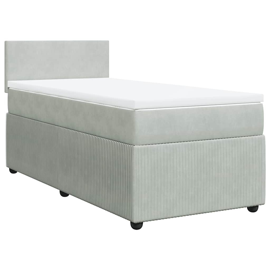 Box spring krevet s madracem svjetlosivi 100x200 cm baršunasti