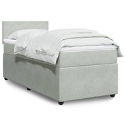 Box spring krevet s madracem svjetlosivi 100x200 cm baršunasti