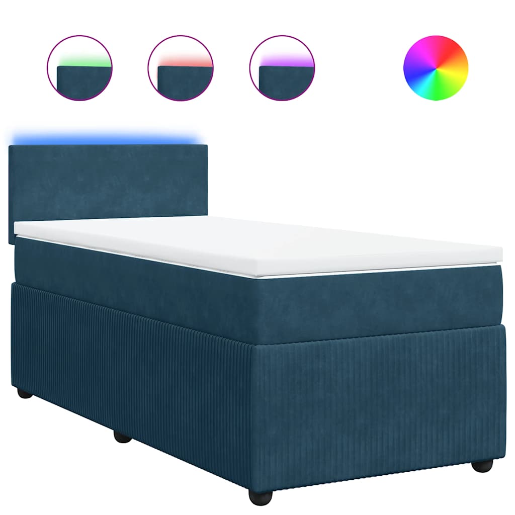 Box spring krevet s madracem plavi 100x200 cm baršunasti