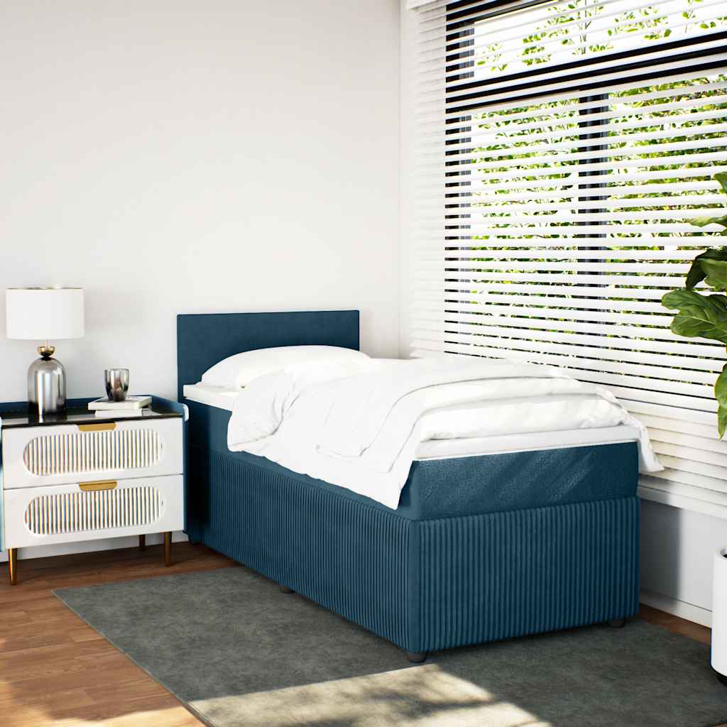 Box spring krevet s madracem plavi 100x200 cm baršunasti