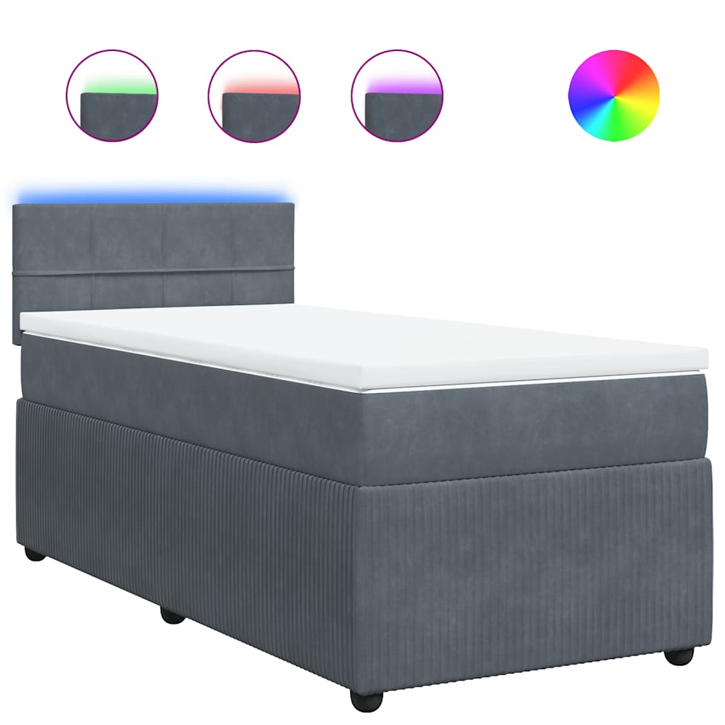 Box spring krevet s madracem tamnosivi 100x200 cm baršunasti