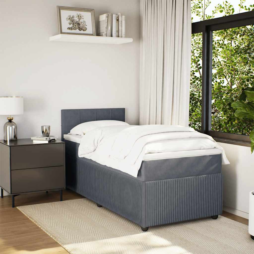 Box spring krevet s madracem tamnosivi 100x200 cm baršunasti
