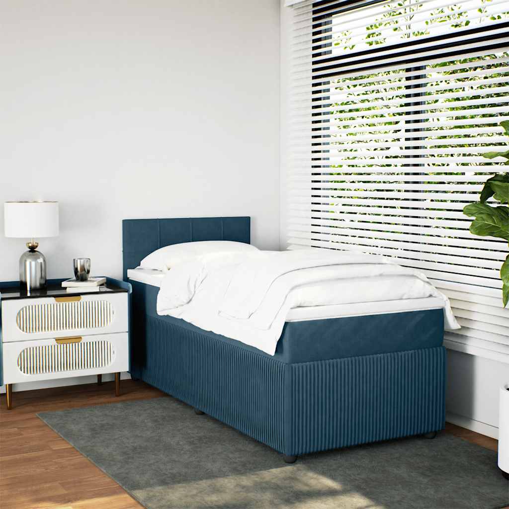 Box spring krevet s madracem plavi 100x200 cm baršunasti