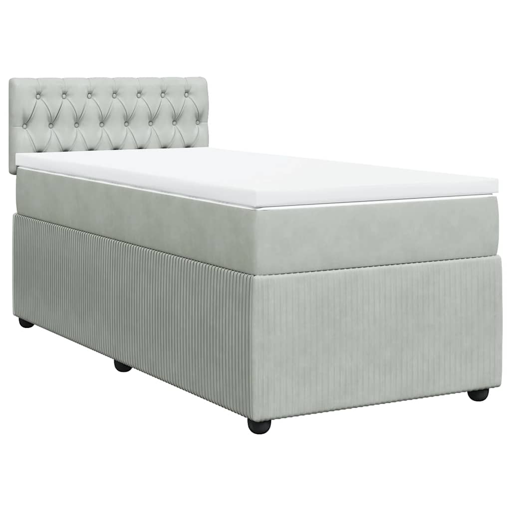 Box spring krevet s madracem svjetlosivi 100x200 cm baršunasti