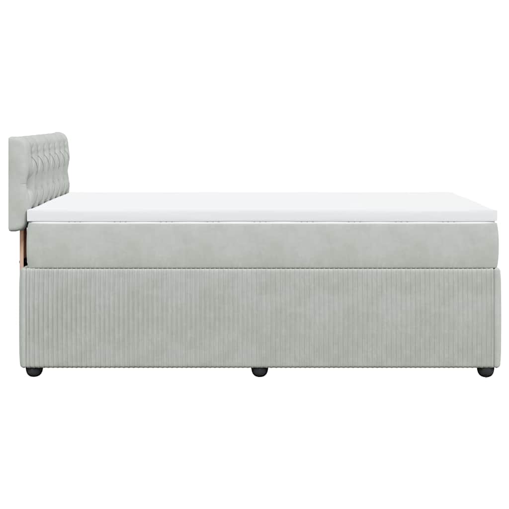 Box spring krevet s madracem svjetlosivi 100x200 cm baršunasti