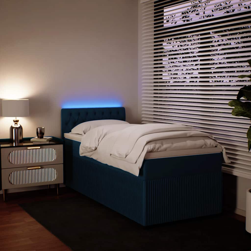 Box spring krevet s madracem plavi 100x200 cm baršunasti