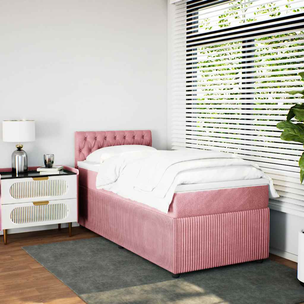 Box spring krevet s madracem ružičasti 100x200 cm baršunasti