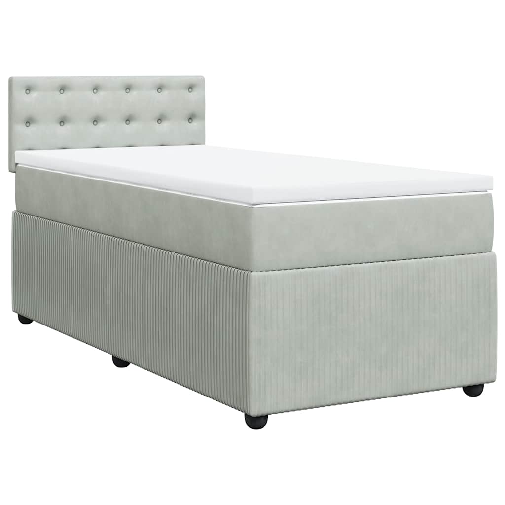 Box spring krevet s madracem svjetlosivi 100x200 cm baršunasti