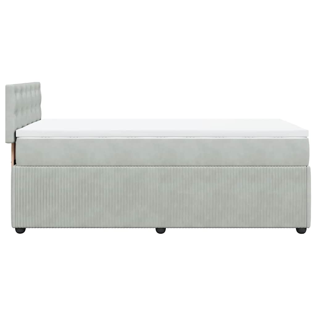 Box spring krevet s madracem svjetlosivi 100x200 cm baršunasti