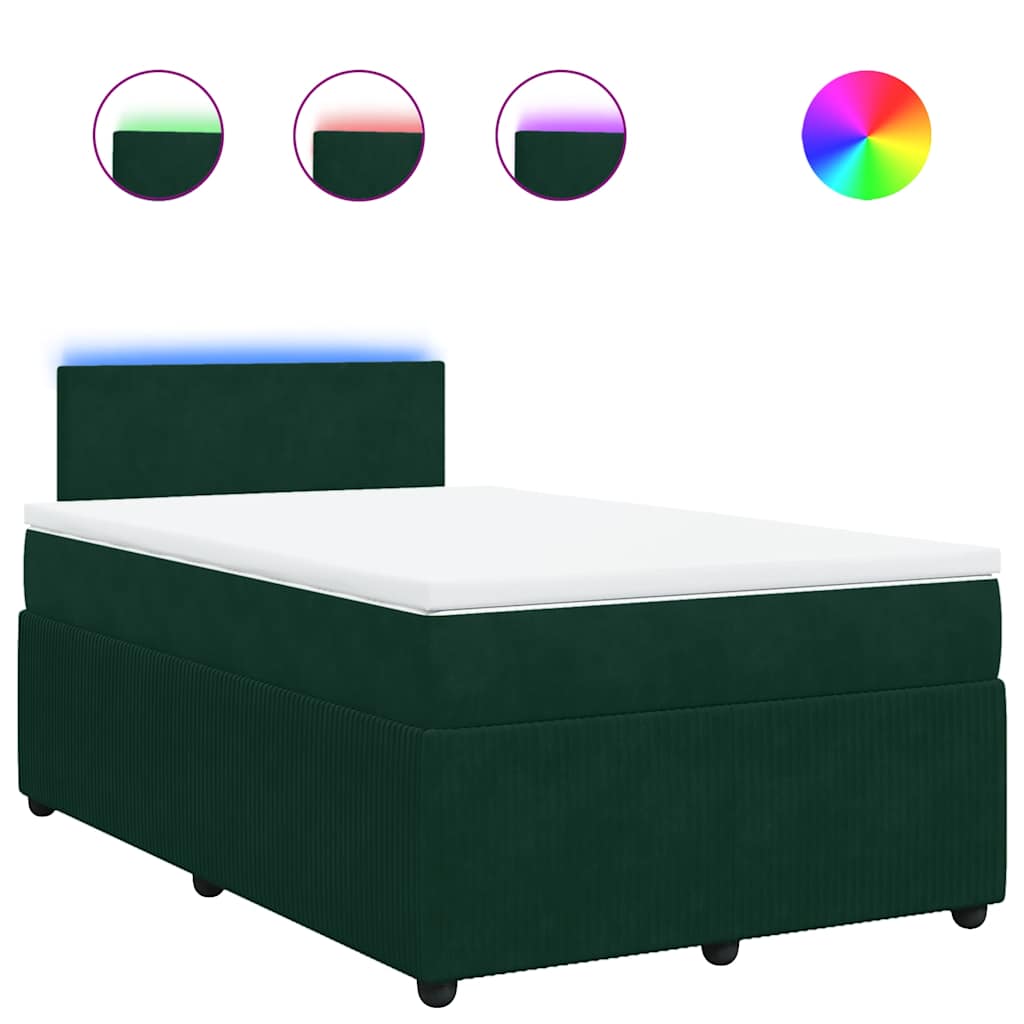 Krevet box spring s madracem tamnozeleni 120x190 cm baršunasti