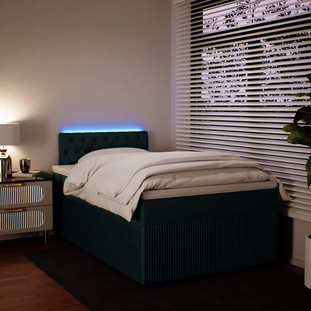 Krevet box spring s madracem tamnozeleni 120x190 cm baršunasti