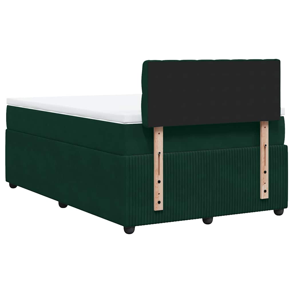 Krevet box spring s madracem tamnozeleni 120x190 cm baršunasti