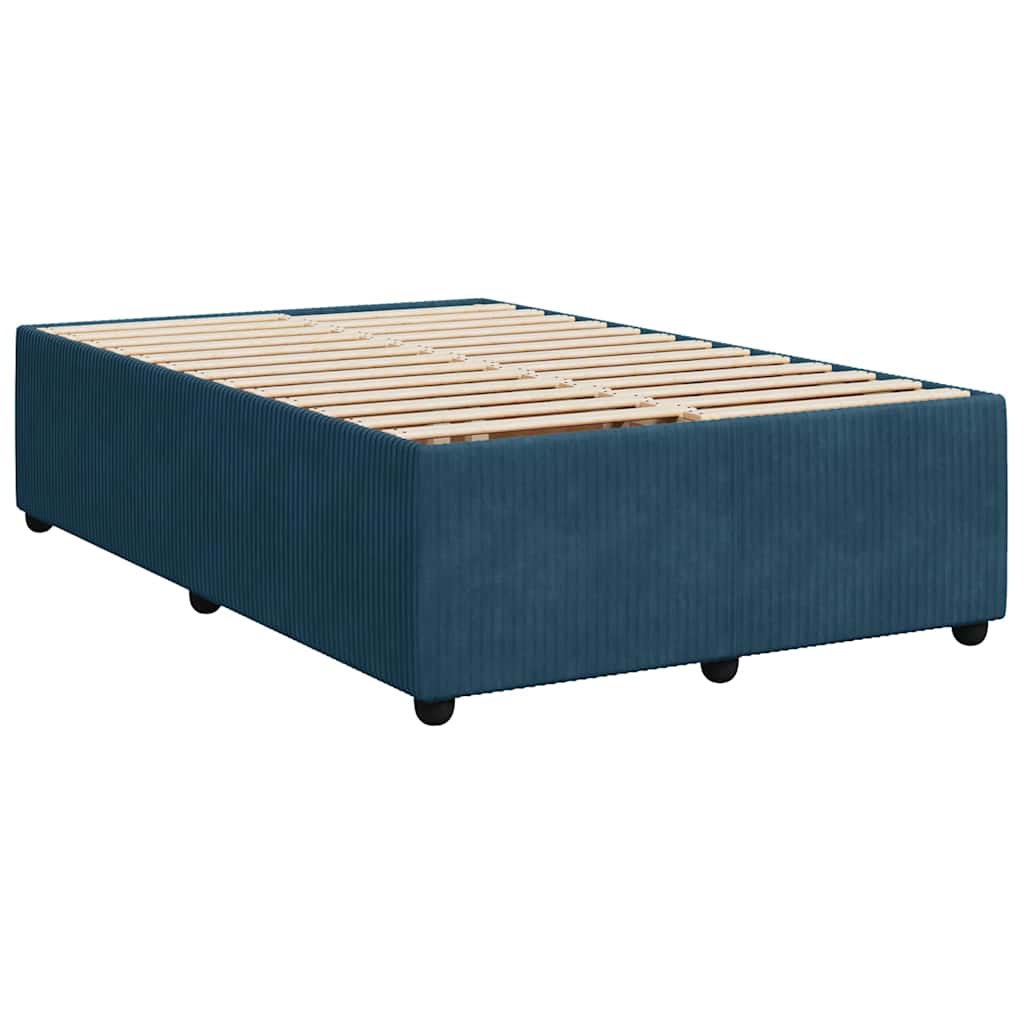 Krevet s oprugama i madracem plavi 120 x 190 cm baršun