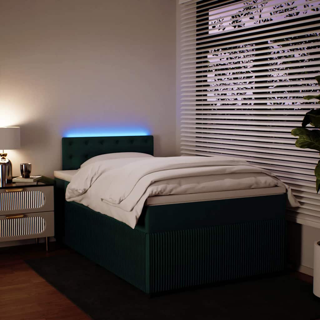 Krevet box spring s madracem tamnozeleni 120x190 cm baršunasti
