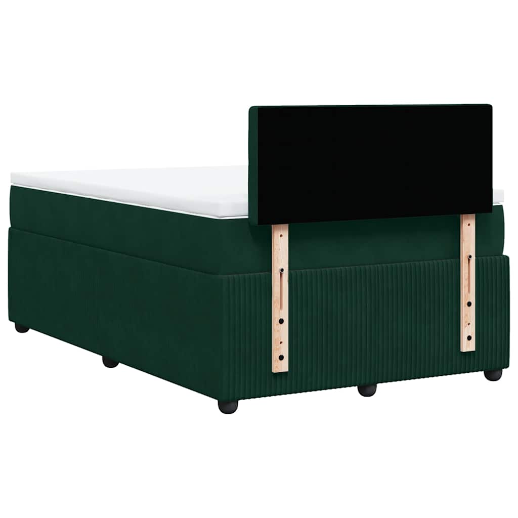 Krevet box spring s madracem tamnozeleni 120x190 cm baršunasti