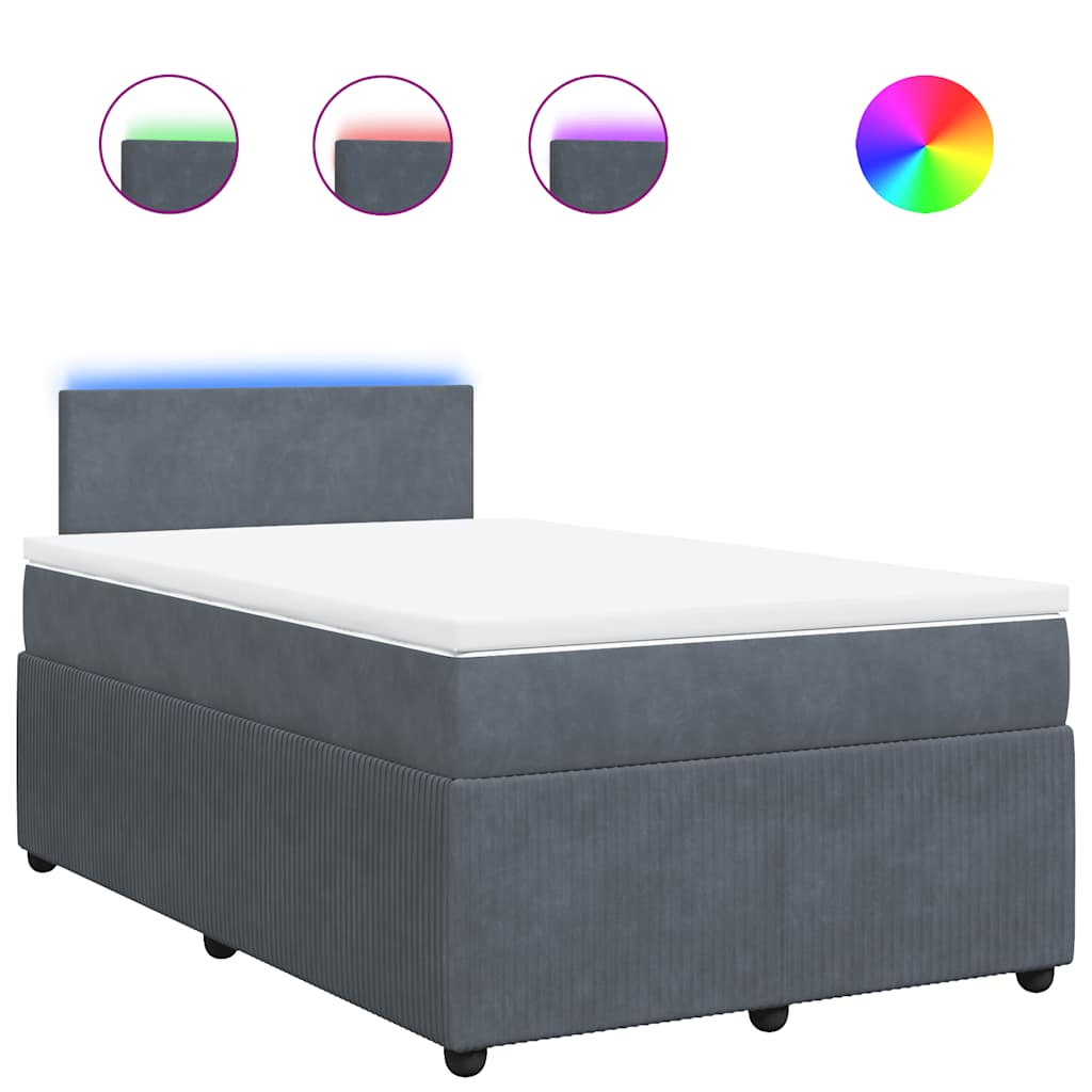 Box spring krevet s madracem tamnosivi 120 x 200 cm baršunasti