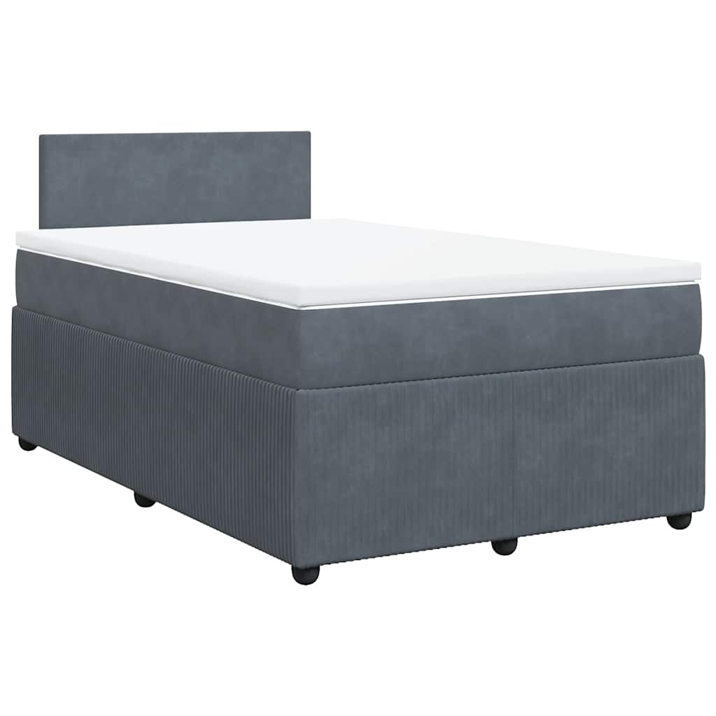 Box spring krevet s madracem tamnosivi 120 x 200 cm baršunasti