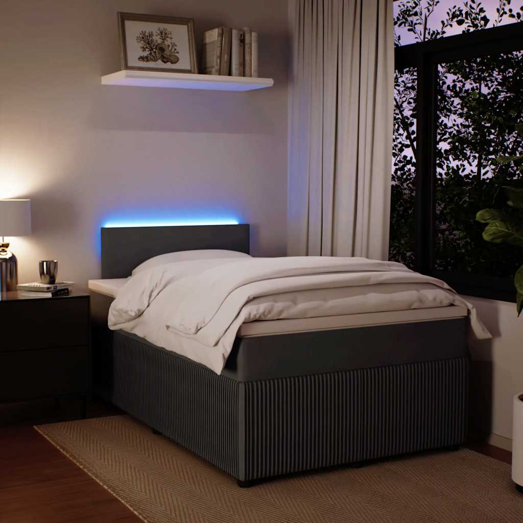 Box spring krevet s madracem tamnosivi 120 x 200 cm baršunasti