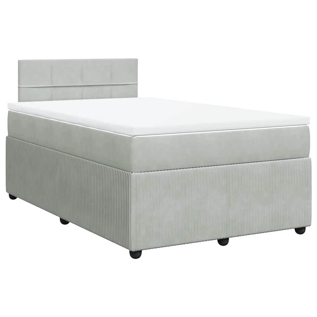 Box spring krevet s madracem svjetlosivi 120x200 cm baršunasti