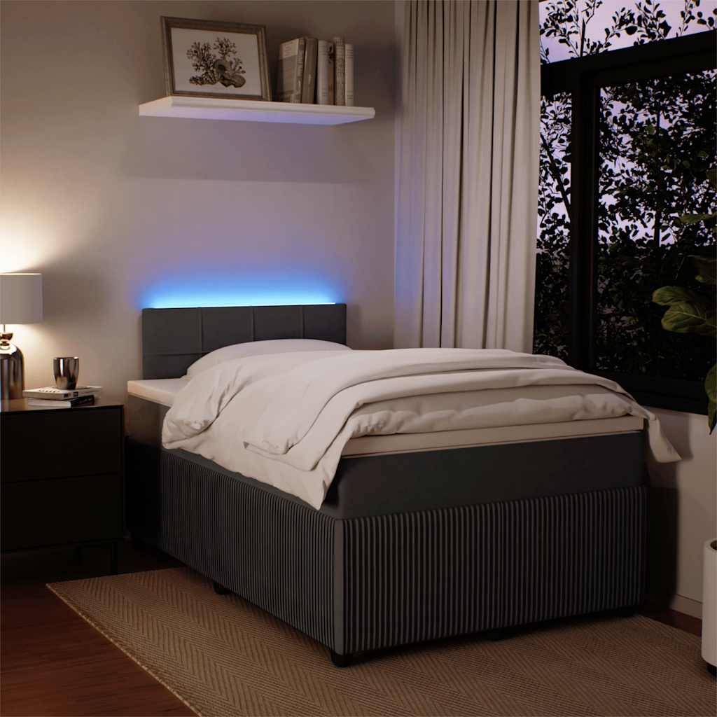 Box spring krevet s madracem tamnosivi 120 x 200 cm baršunasti