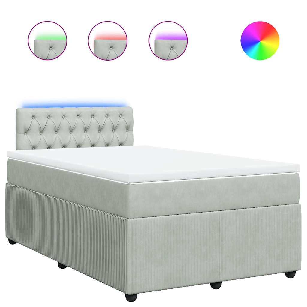 Box spring krevet s madracem svjetlosivi 120x200 cm baršunasti