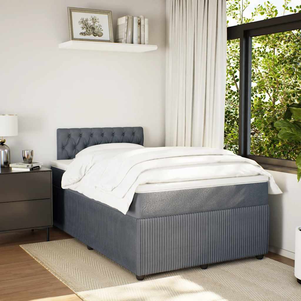 Box spring krevet s madracem tamnosivi 120 x 200 cm baršunasti