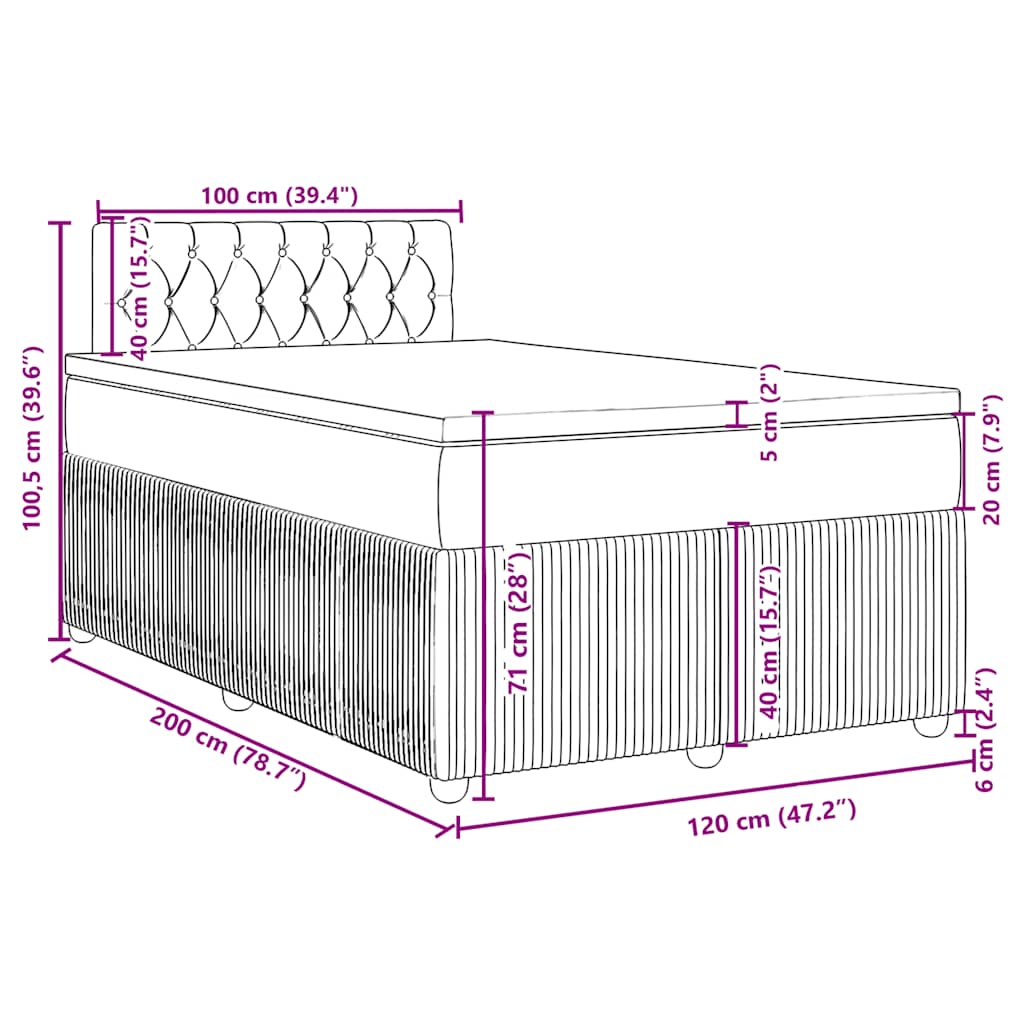 Box spring krevet s madracem tamnozeleni 120x200 cm baršunasti