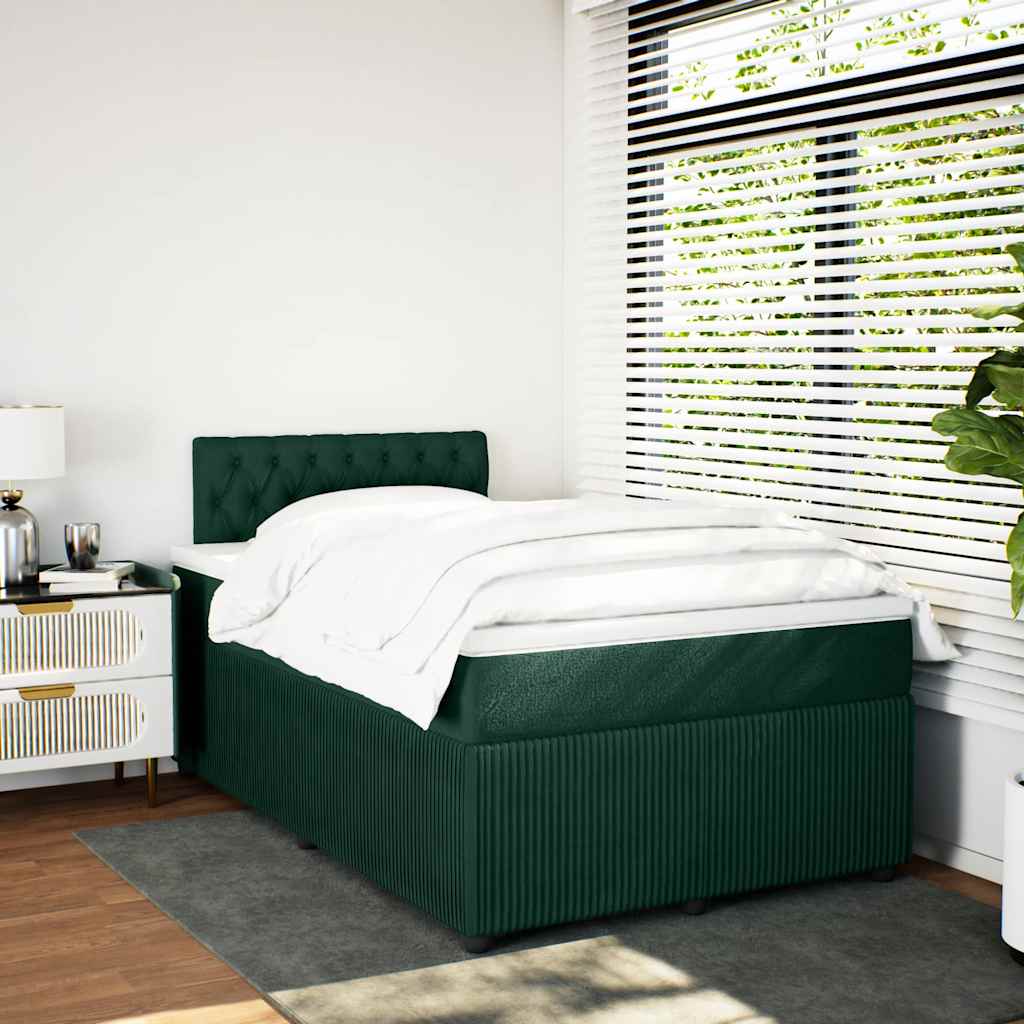 Box spring krevet s madracem tamnozeleni 120x200 cm baršunasti