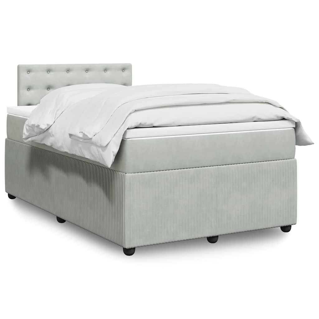 Box spring krevet s madracem svjetlosivi 120x200 cm baršunasti