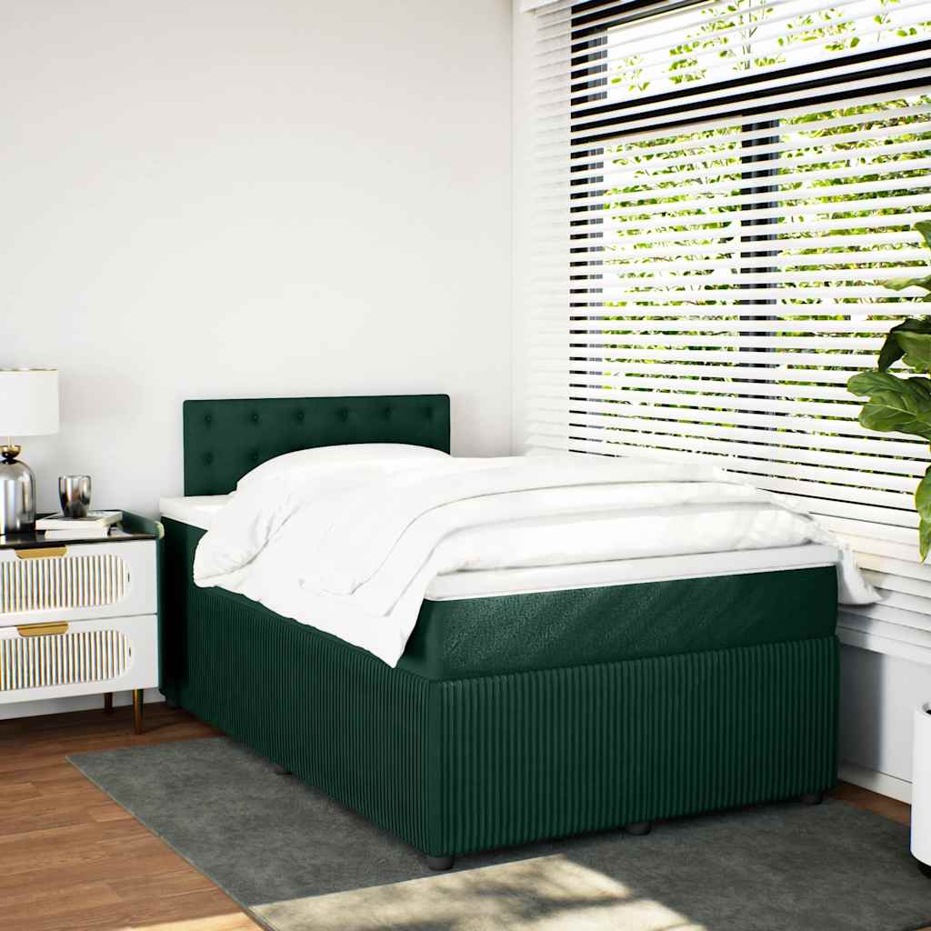 Box spring krevet s madracem tamnozeleni 120x200 cm baršunasti
