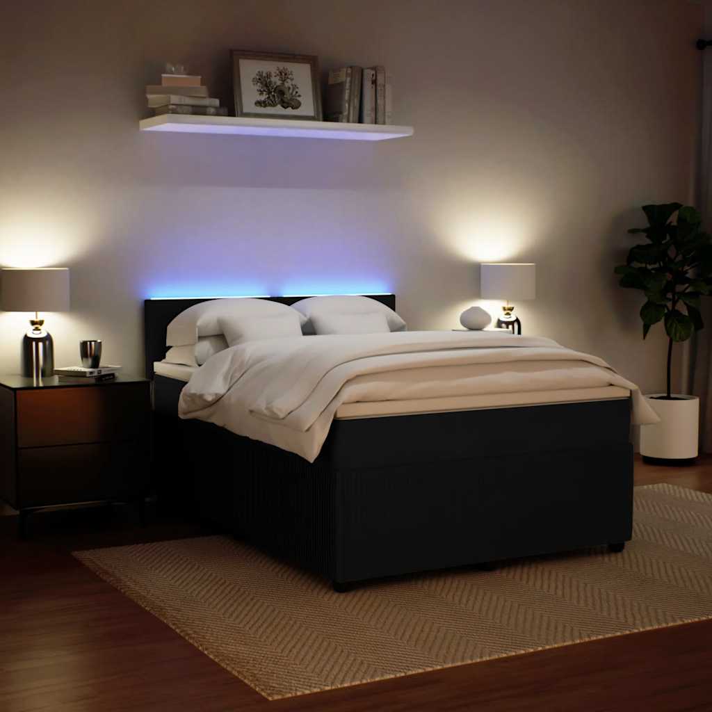 Krevet s oprugama i madracem crni 140x200 cm baršunasti