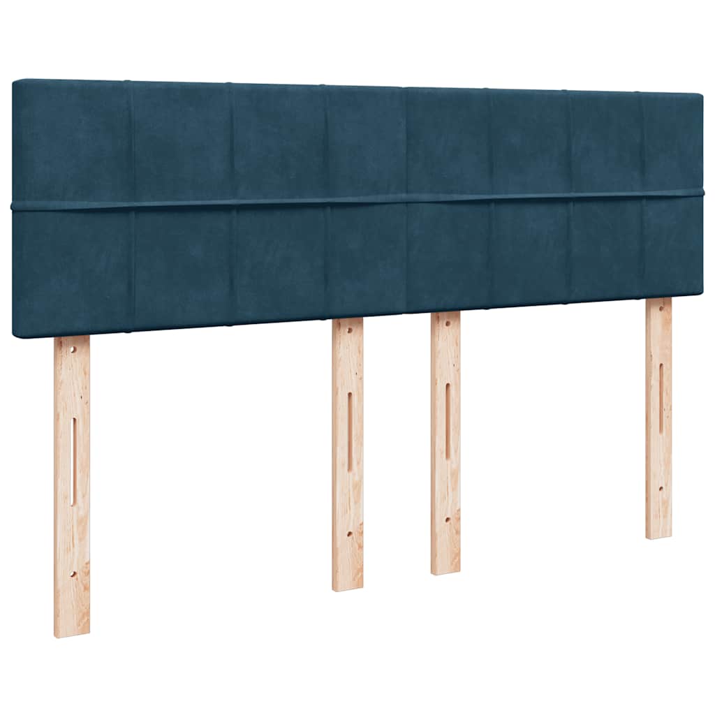 Krevet s oprugama i madracem plavi 140x200 cm baršunasti