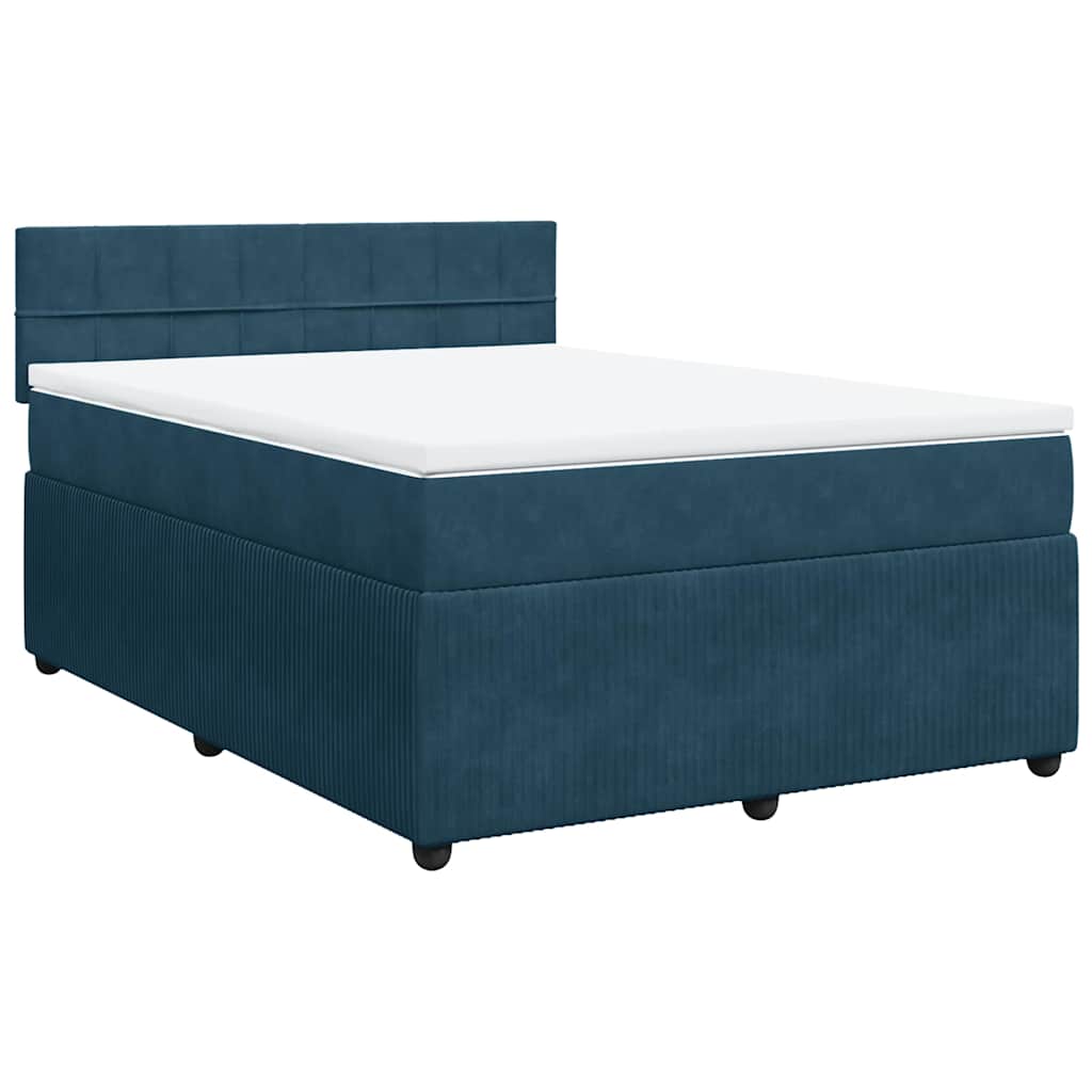 Krevet box spring s madracem plavi 160 x 200 cm baršunasti