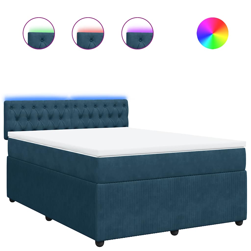 Krevet box spring s madracem plavi 160 x 200 cm baršunasti