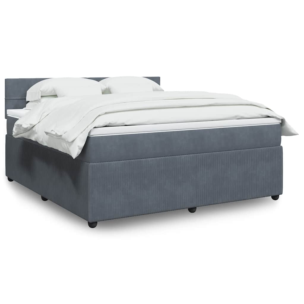 Krevet s oprugama i madracem tamnosivi 180x200 cm baršunasti