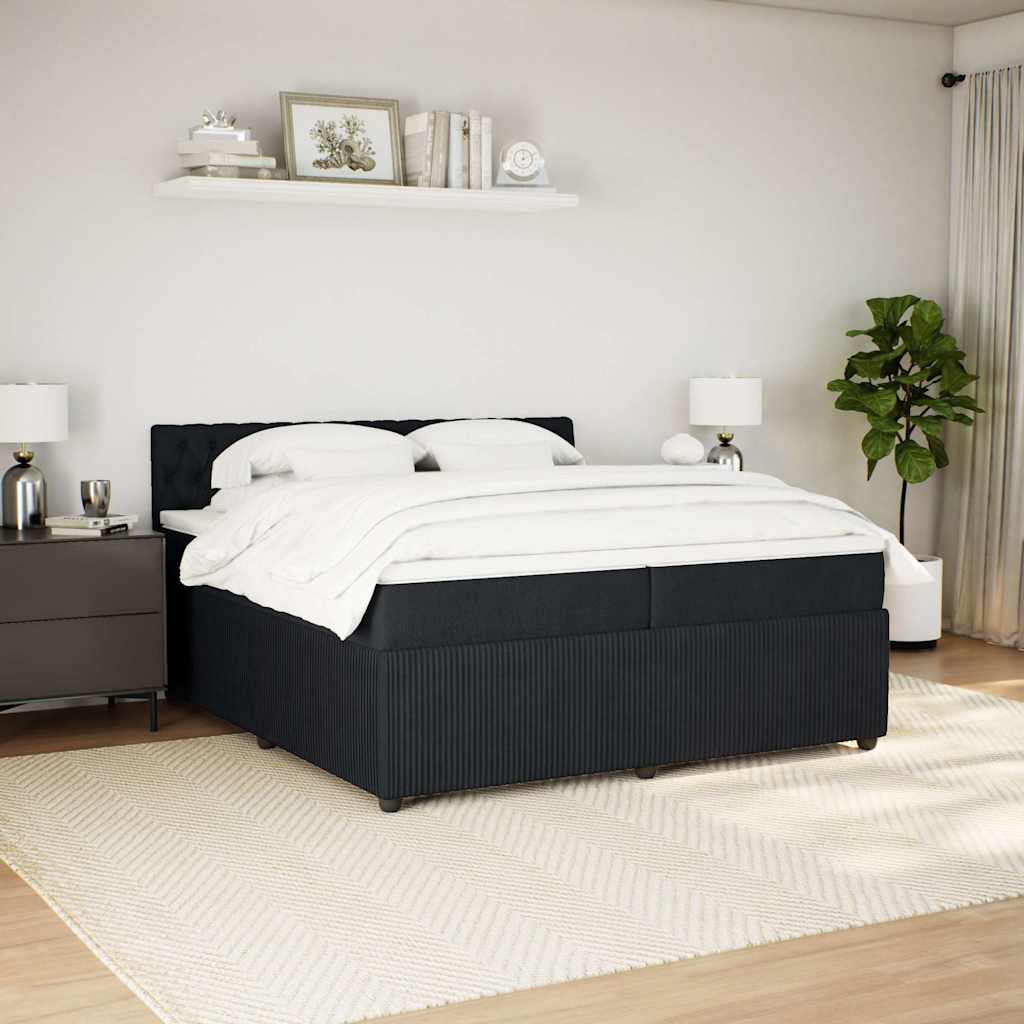 Krevet s oprugama i madracem crni 200x200 cm baršunasti