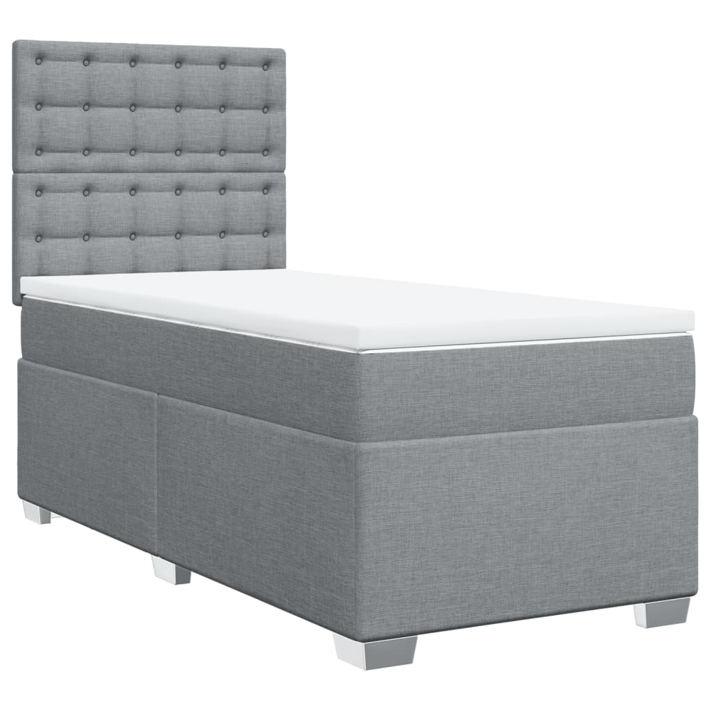 Box spring krevet s madracem svjetlosivi 90x190 cm od tkanine