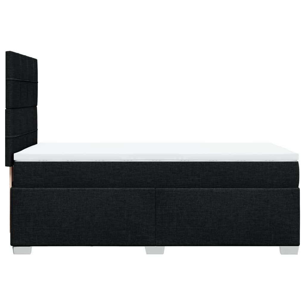 Krevet s oprugama i madracem crni 100 x 200 cm od tkanine