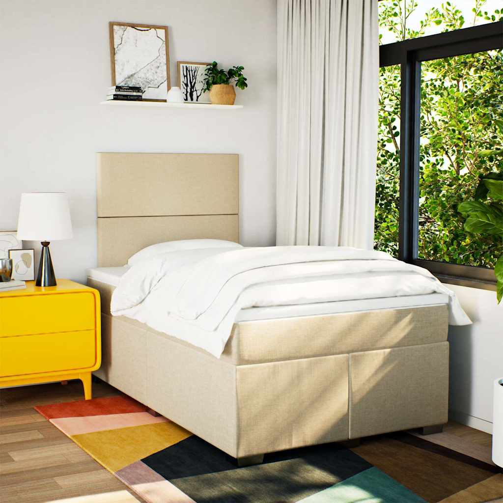 Krevet box spring s madracem krem 120 x 190 cm od tkanine