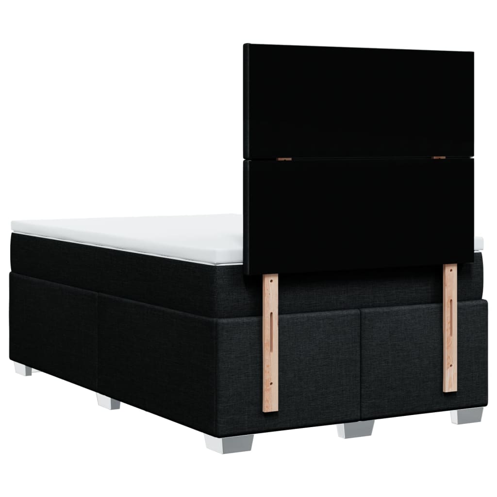 Krevet s oprugama i madracem crni 120 x 200cm od tkanine