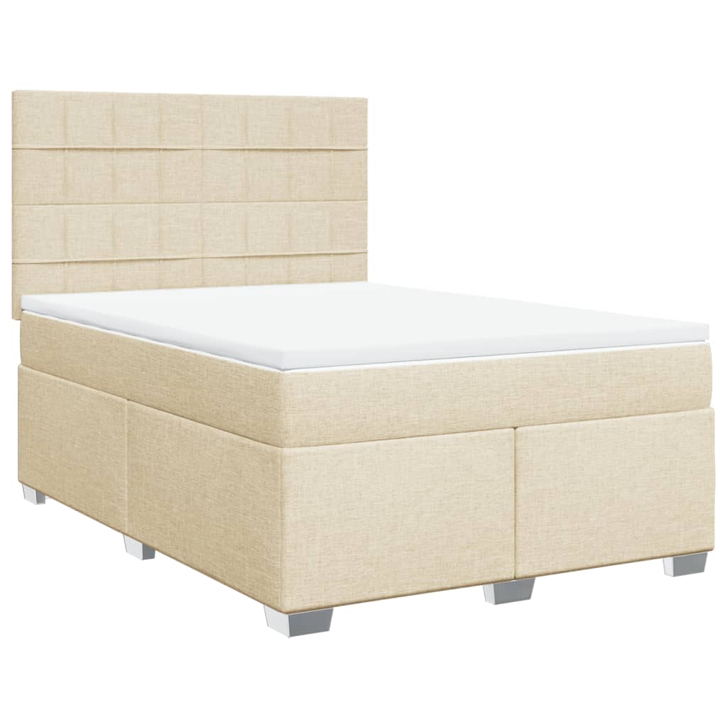 Krevet s oprugama i madracem krem 140 x 190 cm od tkanine