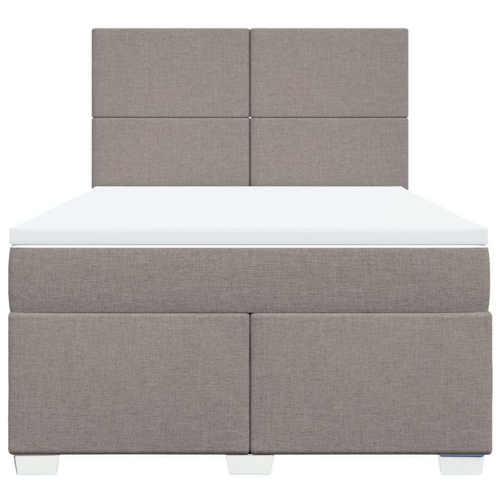 Krevet s oprugama i madracem smeđesivi 140x200 cm tkanina