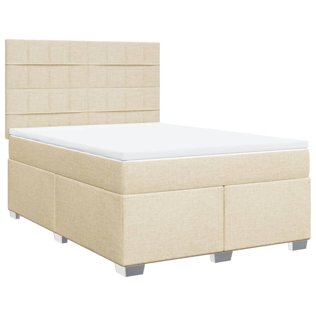 Krevet s oprugama i madracem krem 140x200 cm od tkanine