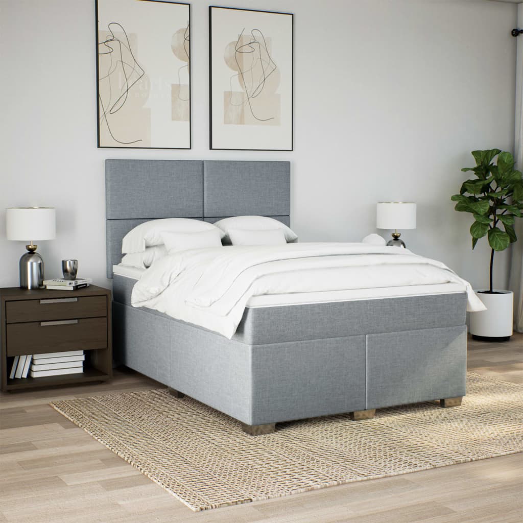 Krevet box spring s madracem svjetlosiva 160x200 cm tkanina