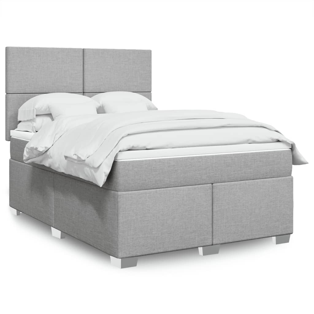 Krevet box spring s madracem svjetlosiva 160x200 cm tkanina