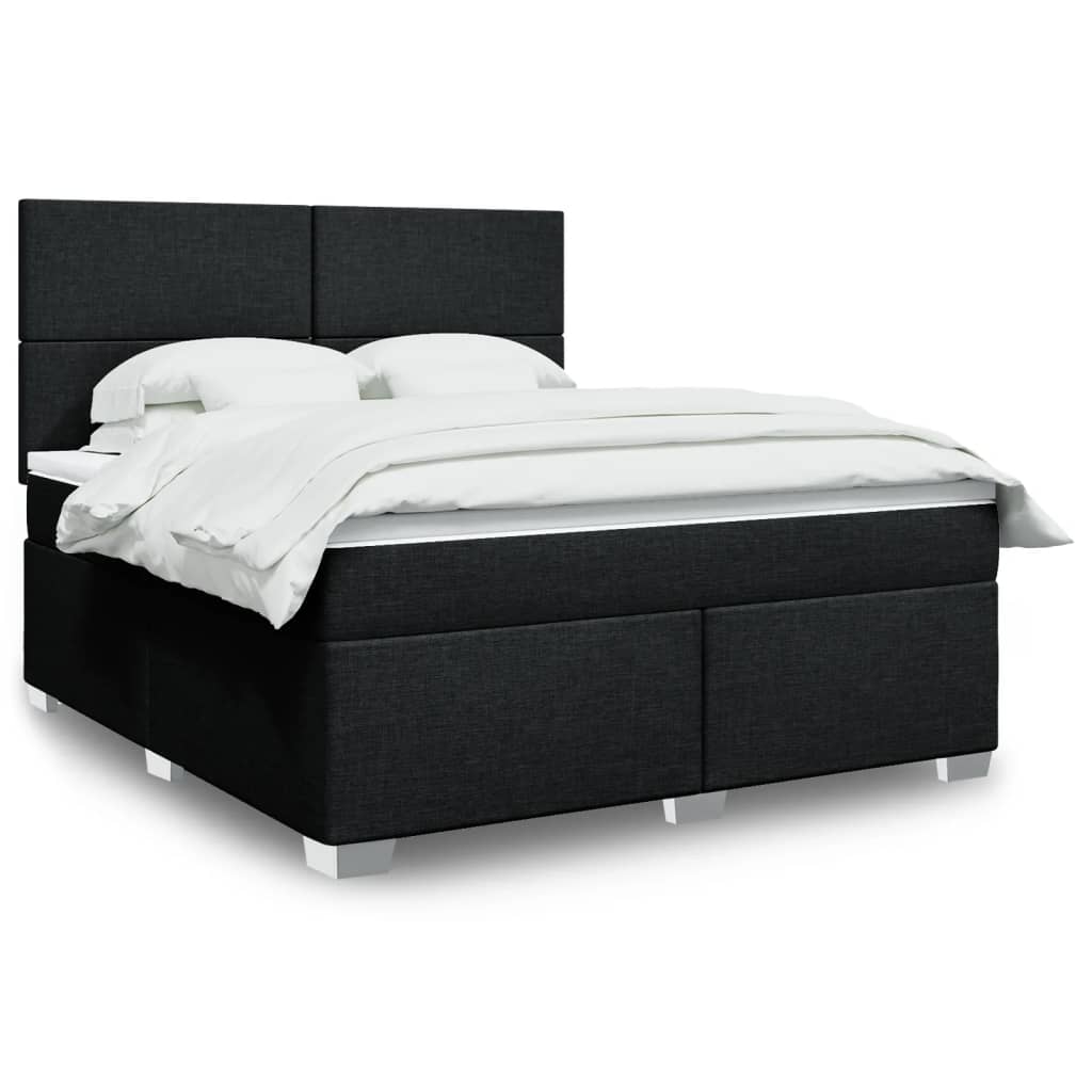 Krevet s oprugama i madracem crni 180x200 cm od tkanine