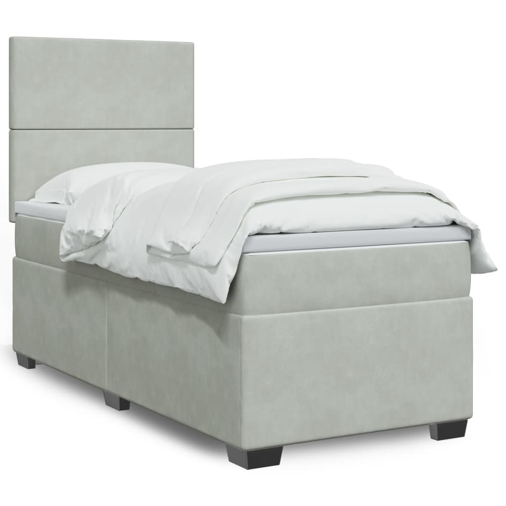 Box spring krevet s madracem svjetlosivi 80 x 200 cm baršunasti